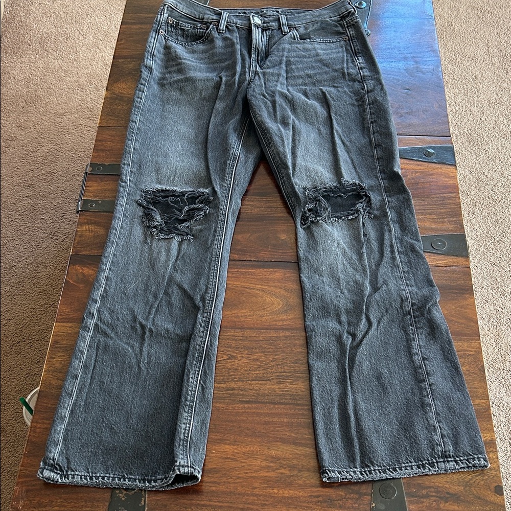American Eagle Outfitters Black Distressed Boot Cut Jeans